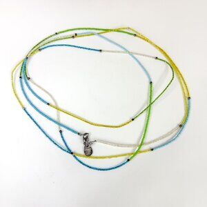 Vintage Dyrberg Kern Sterling Silver Seed Bead Necklace Multicolor